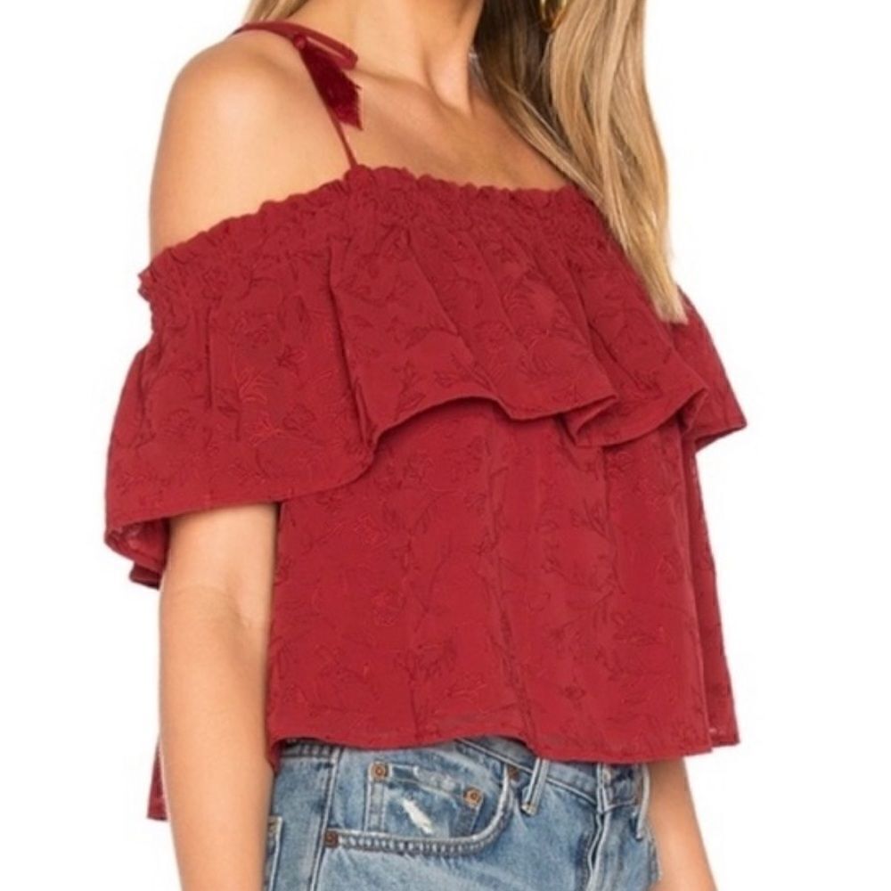 Lovers + Friends Red Floral Off The Shoulder Top size small